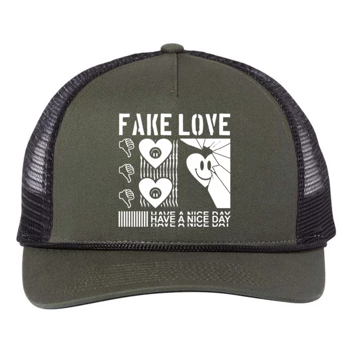 Fake Love Have A Nice Day Contemporary Retro Rope Trucker Hat Cap