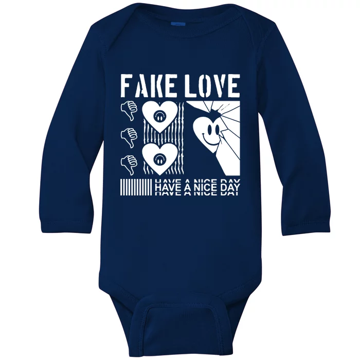 Fake Love Have A Nice Day Contemporary Baby Long Sleeve Bodysuit