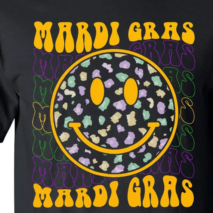 Funny Leopard Hippie Face Groovy Mardi Gras Tall T-Shirt