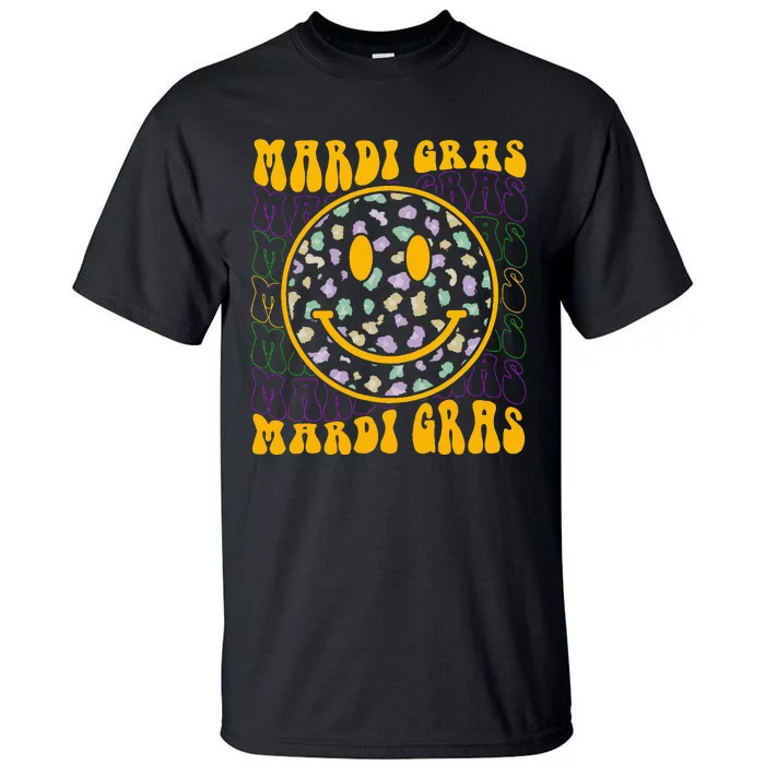 Funny Leopard Hippie Face Groovy Mardi Gras Tall T-Shirt