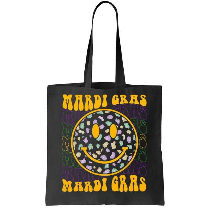 Funny Leopard Hippie Face Groovy Mardi Gras Tote Bag