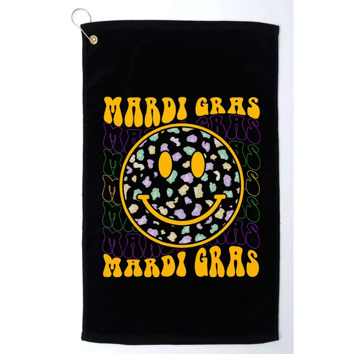 Funny Leopard Hippie Face Groovy Mardi Gras Platinum Collection Golf Towel