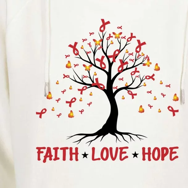 Faith Love Hope World Aids Day Cool Gift Womens Funnel Neck Pullover Hood