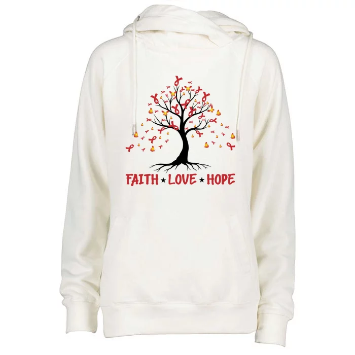 Faith Love Hope World Aids Day Cool Gift Womens Funnel Neck Pullover Hood