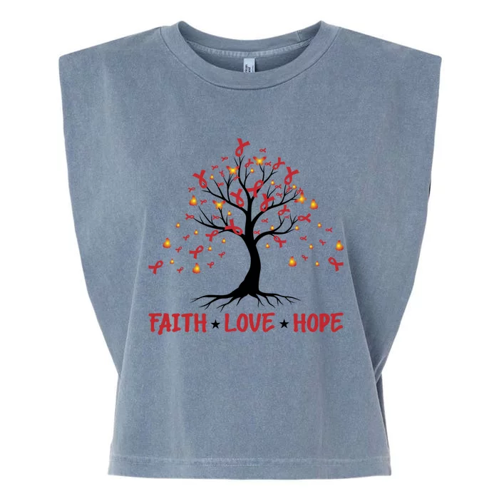 Faith Love Hope World Aids Day Cool Gift Garment-Dyed Women's Muscle Tee