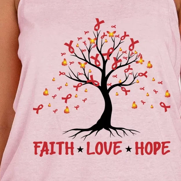 Faith Love Hope World Aids Day Cool Gift Women's Knotted Racerback Tank