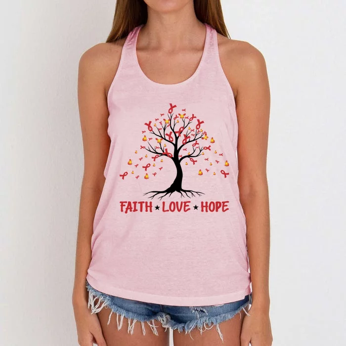 Faith Love Hope World Aids Day Cool Gift Women's Knotted Racerback Tank