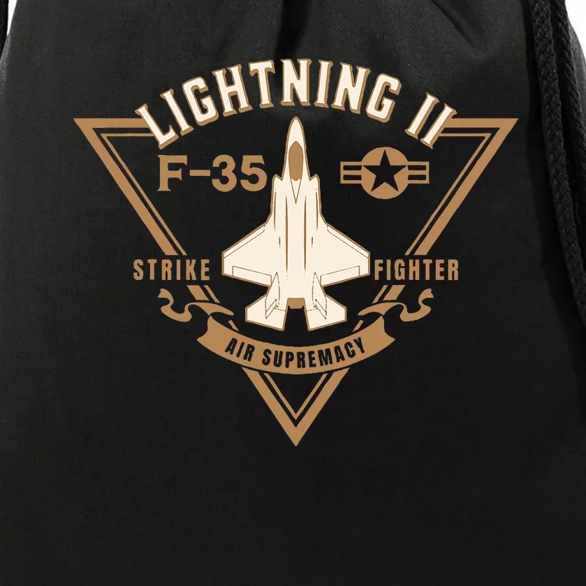 F35 Lightning Ii Jet Fighter Military Aircraft Design Drawstring Bag