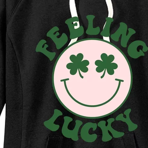 Feeling Lucky Irish Clover Happy Face Women's Fleece Hoodie