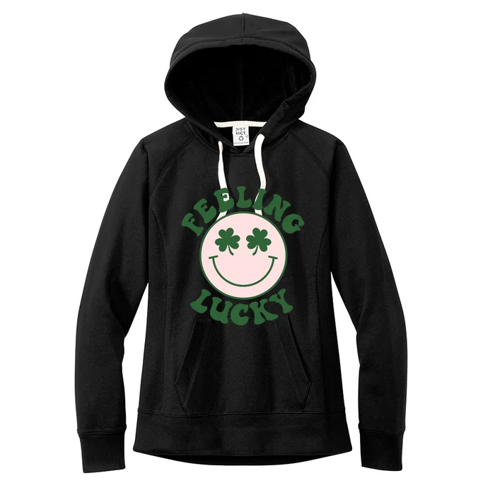 Feeling Lucky Irish Clover Happy Face Women's Fleece Hoodie