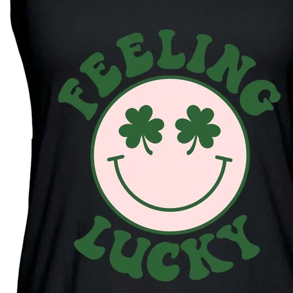 Feeling Lucky Irish Clover Happy Face Ladies Essential Flowy Tank