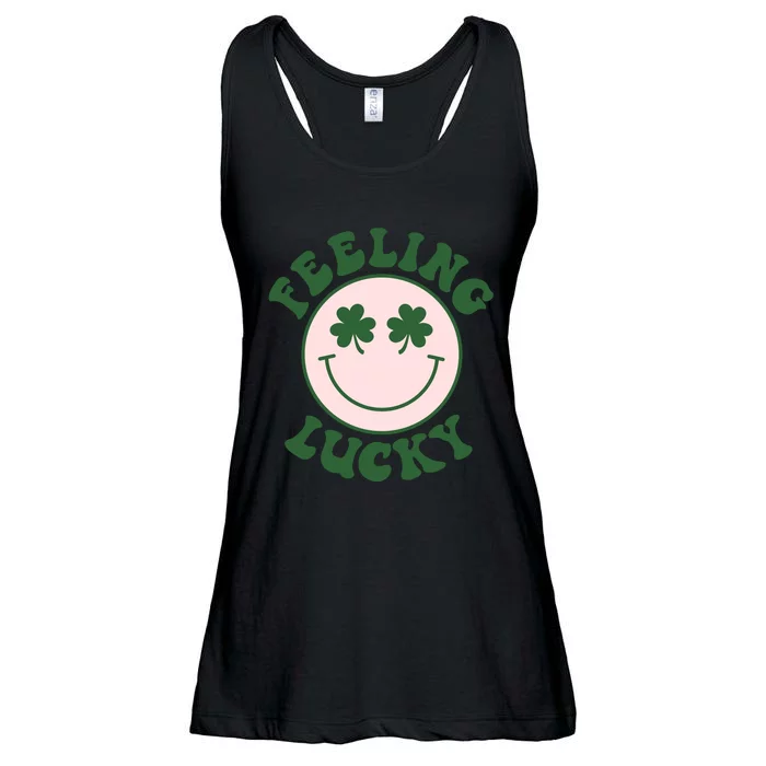 Feeling Lucky Irish Clover Happy Face Ladies Essential Flowy Tank