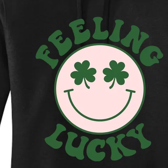 Feeling Lucky Irish Clover Happy Face Women's Pullover Hoodie