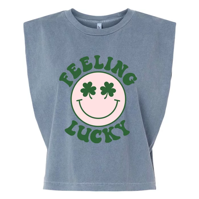 Feeling Lucky Irish Clover Happy Face Garment-Dyed Women's Muscle Tee