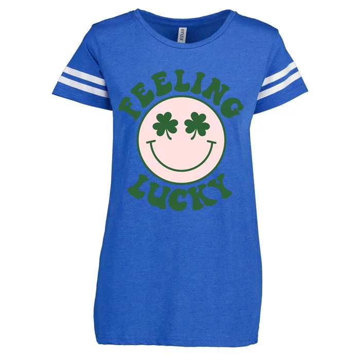 Feeling Lucky Irish Clover Happy Face Enza Ladies Jersey Football T-Shirt