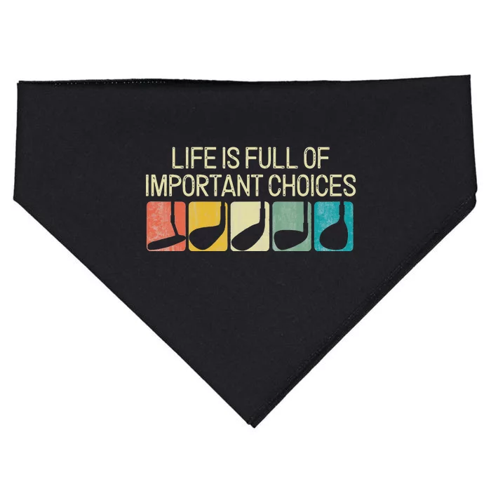 Funny Life Is Full Of Important Choices Vintage Golf Golfer USA-Made Doggie Bandana