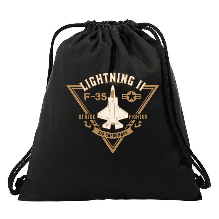 F35 Lightning II Jet Fighter Military Aircraft Design Drawstring Bag