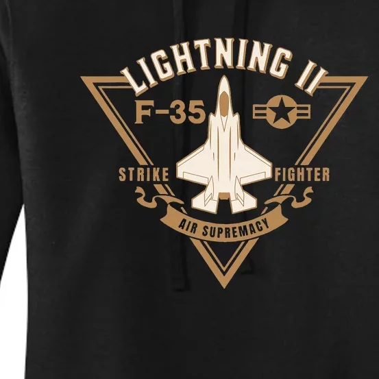 F35 Lightning II Jet Fighter Military Aircraft Design Women's Pullover Hoodie