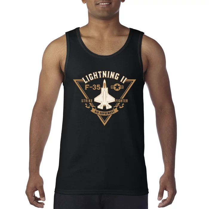 F35 Lightning II Jet Fighter Military Aircraft Design Tank Top