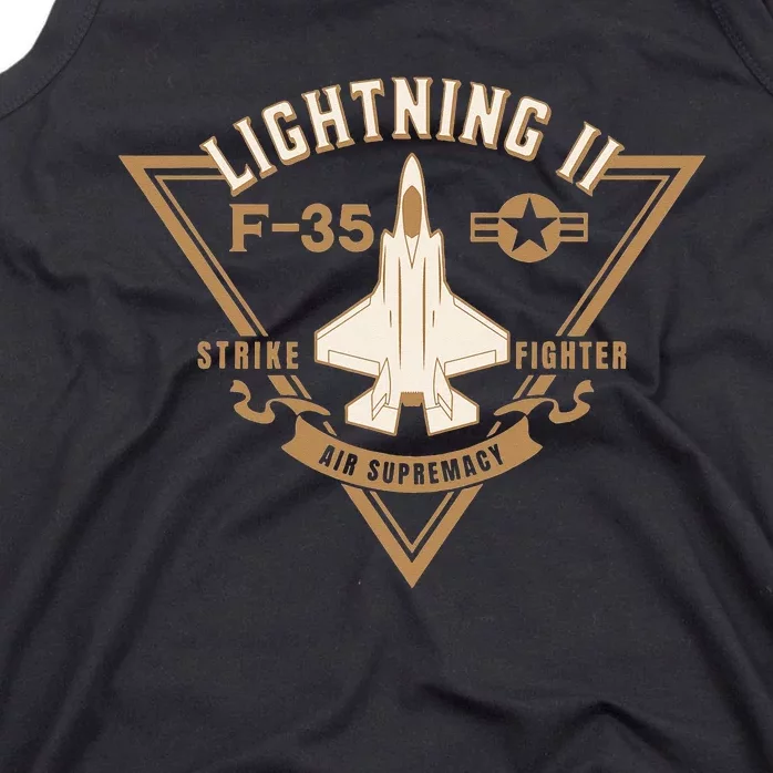 F35 Lightning II Jet Fighter Military Aircraft Design Tank Top