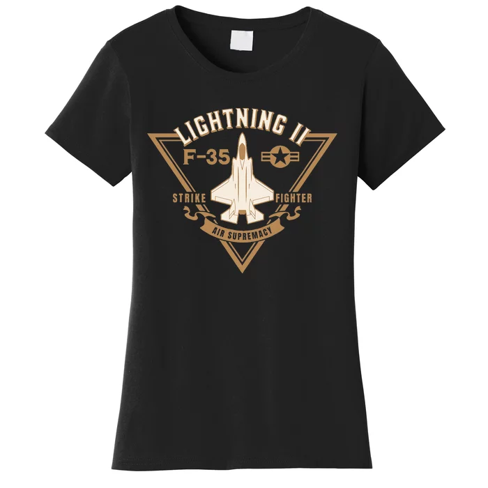 F35 Lightning II Jet Fighter Military Aircraft Design Women's T-Shirt