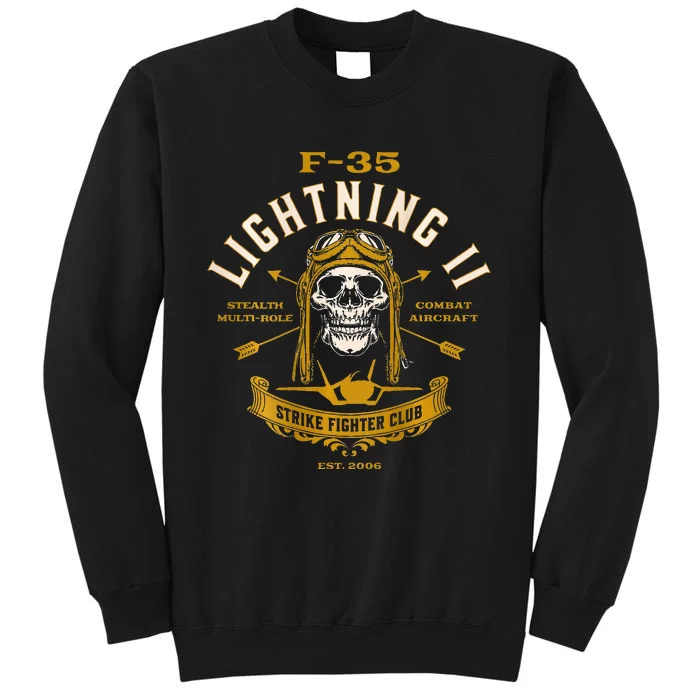 F35 Lightning Ii Fighter Jet Aircraft Skull Vintage Design Tall Sweatshirt