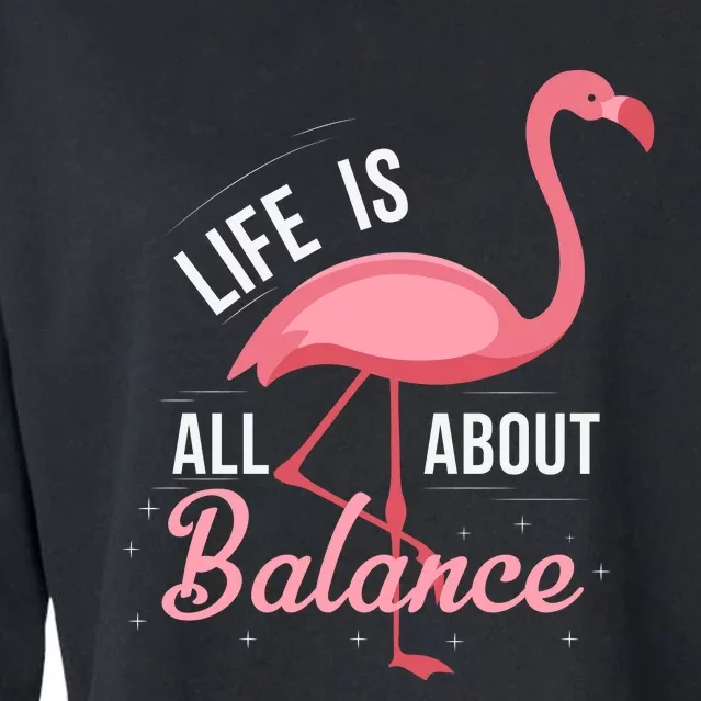 Flamingo Life Is All About Balance Cropped Pullover Crew