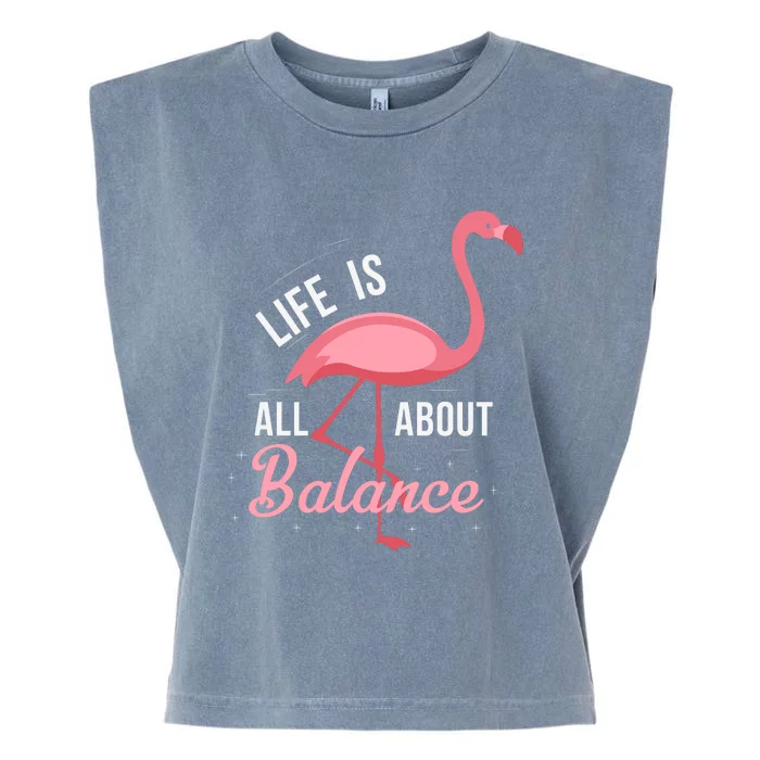 Flamingo Life Is All About Balance Garment-Dyed Women's Muscle Tee