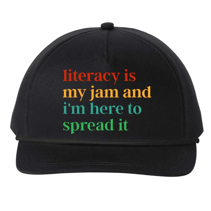 Funny Literacy Is My Jam And IM Here To Spread It Snapback Five-Panel Rope Hat