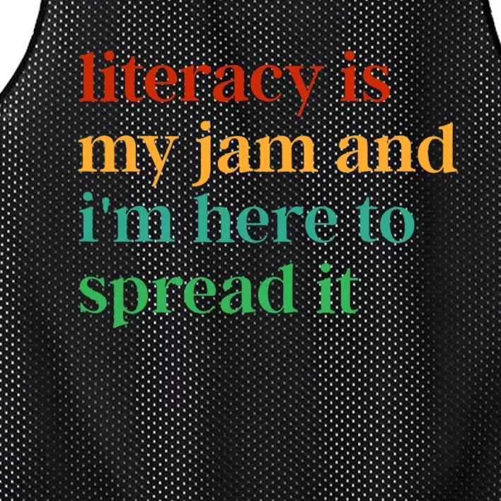 Funny Literacy Is My Jam And IM Here To Spread It Mesh Reversible Basketball Jersey Tank