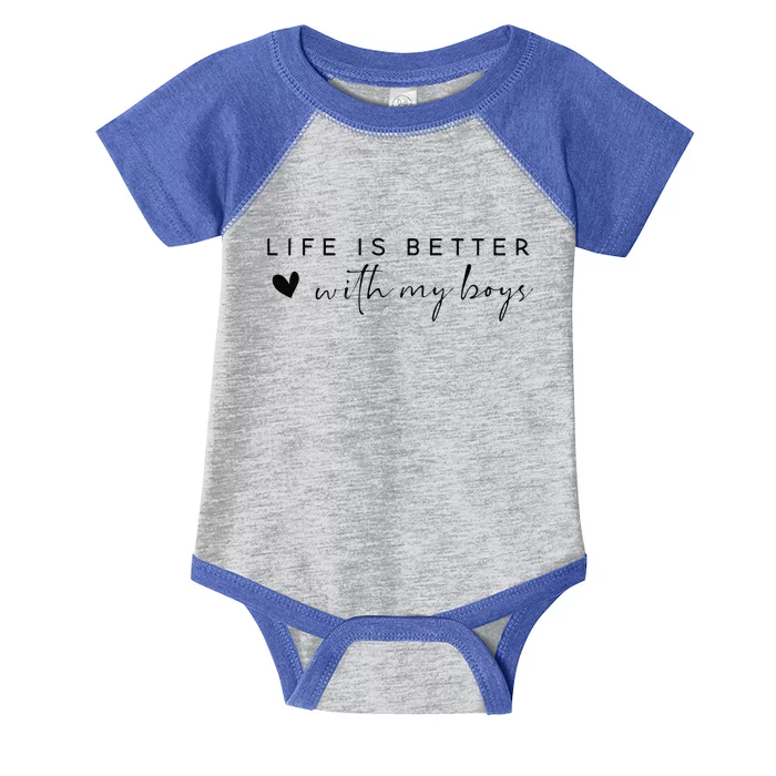 Funny Life Is Better With My Boyss Mom Of Boyss Infant Baby Jersey Bodysuit