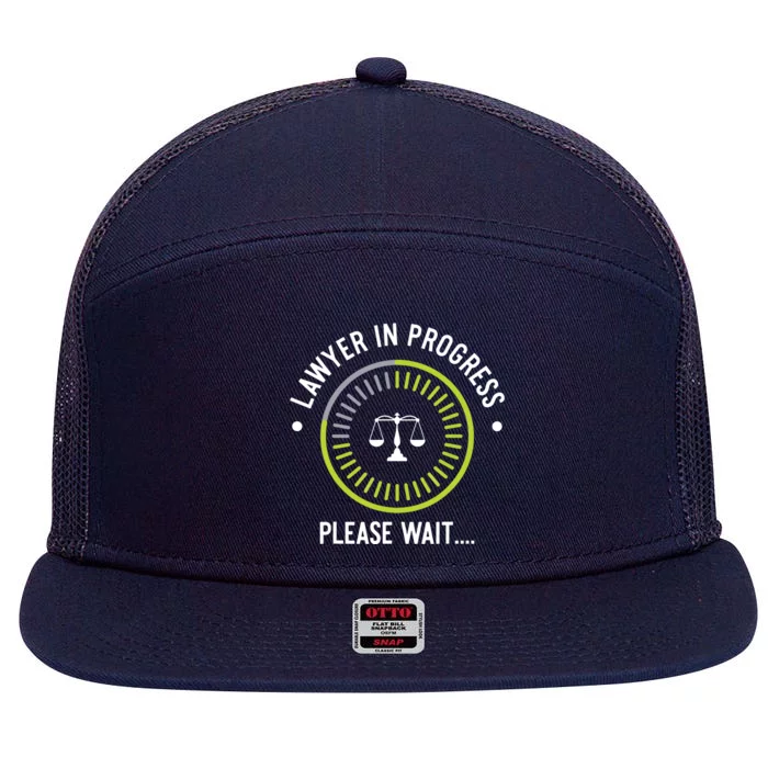 Funny Lawyer In Progress Gift Law School Apparel 7 Panel Mesh Trucker Snapback Hat