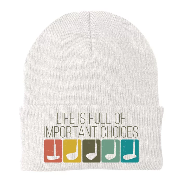 Funny Life Is Full Of Important Choices Vintage Golf Golfer Knit Cap Winter Beanie