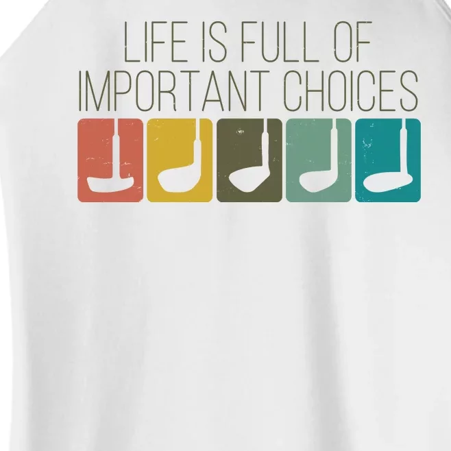 Funny Life Is Full Of Important Choices Vintage Golf Golfer Women’s Perfect Tri Rocker Tank