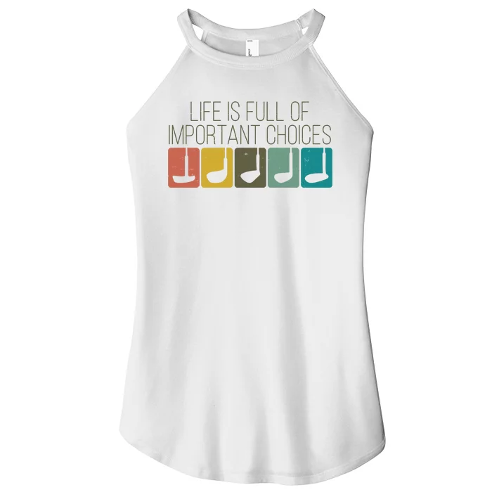 Funny Life Is Full Of Important Choices Vintage Golf Golfer Women’s Perfect Tri Rocker Tank