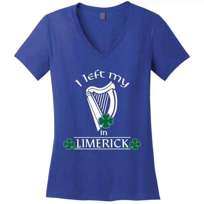 Funny Limerick Ireland Shamrock St Patrick's Day Harp Gift Women's V-Neck T-Shirt