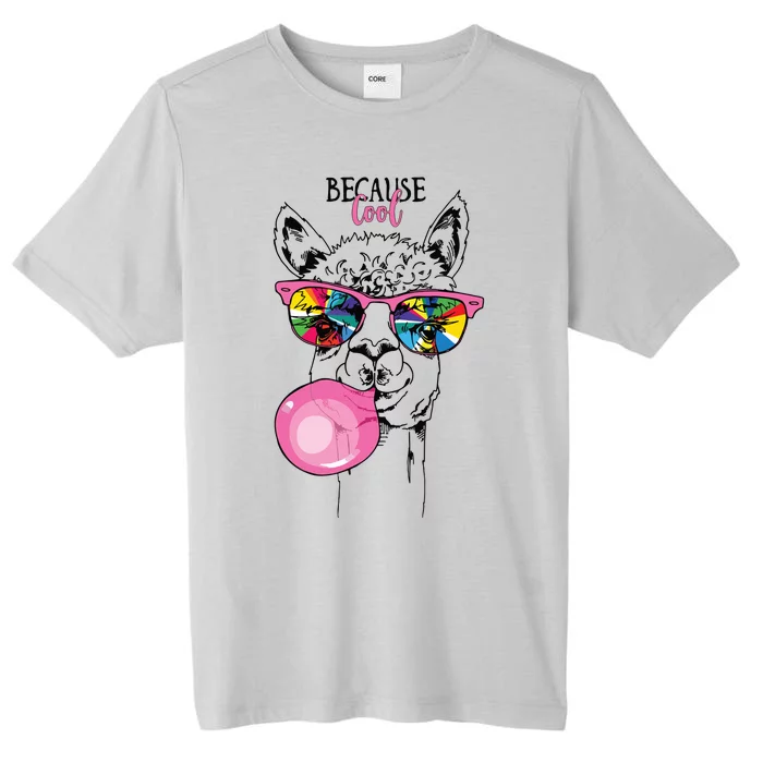 Funny Llama In A Rainbow Glasses Pink Bubble Gum Funny ChromaSoft Performance T-Shirt