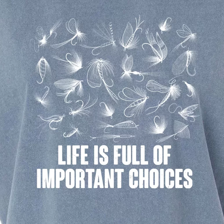 Funny Life Is Full Of Important Choices Fly Fishing Lures Garment-Dyed Women's Muscle Tee