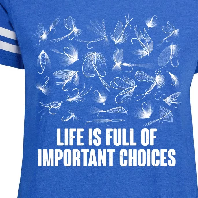 Funny Life Is Full Of Important Choices Fly Fishing Lures Enza Ladies Jersey Football T-Shirt