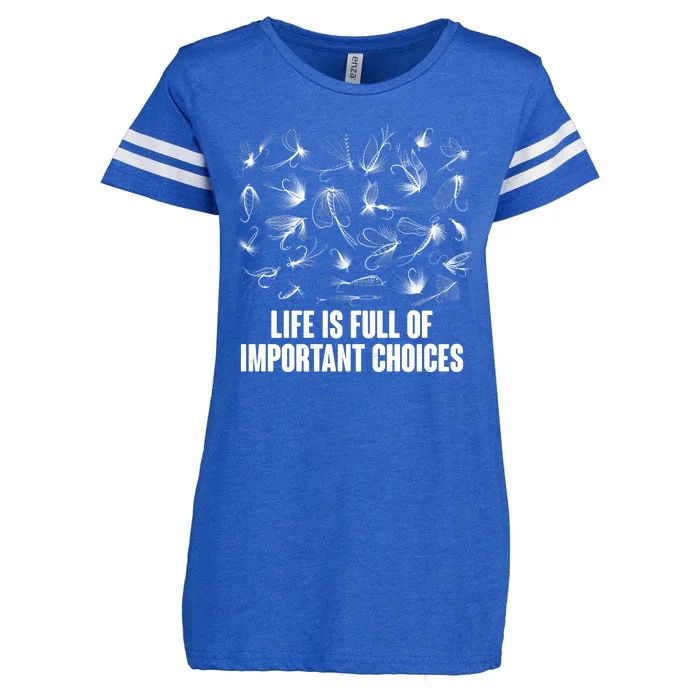 Funny Life Is Full Of Important Choices Fly Fishing Lures Enza Ladies Jersey Football T-Shirt