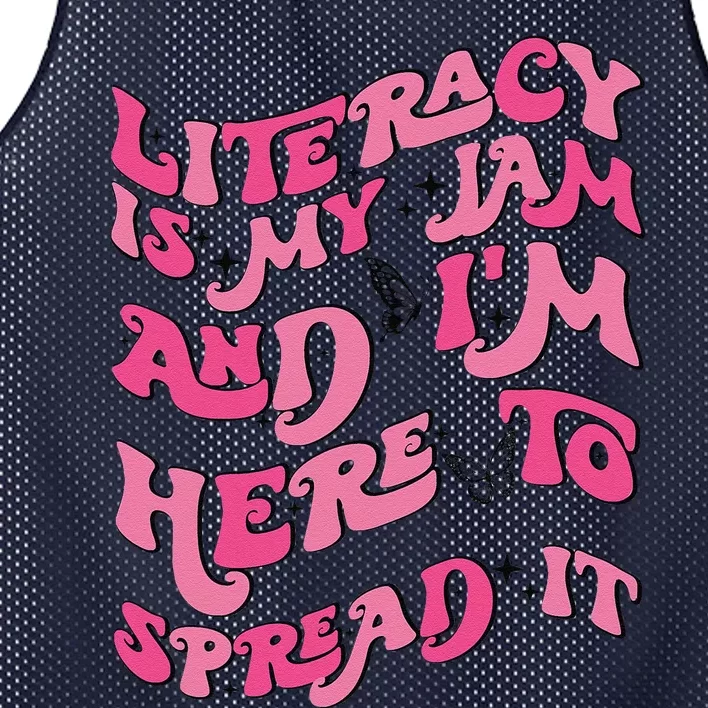 Funny Literacy Is My Jam And IM Here To Spread It Mesh Reversible Basketball Jersey Tank