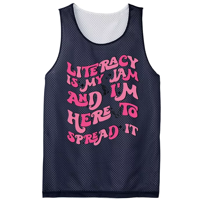 Funny Literacy Is My Jam And IM Here To Spread It Mesh Reversible Basketball Jersey Tank