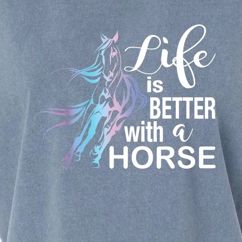 Funny Life Is Better With A Horse Gift Girls & Ladies Horses Gift Garment-Dyed Women's Muscle Tee