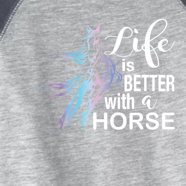 Funny Life Is Better With A Horse Gift Girls & Ladies Horses Gift Toddler Fine Jersey T-Shirt