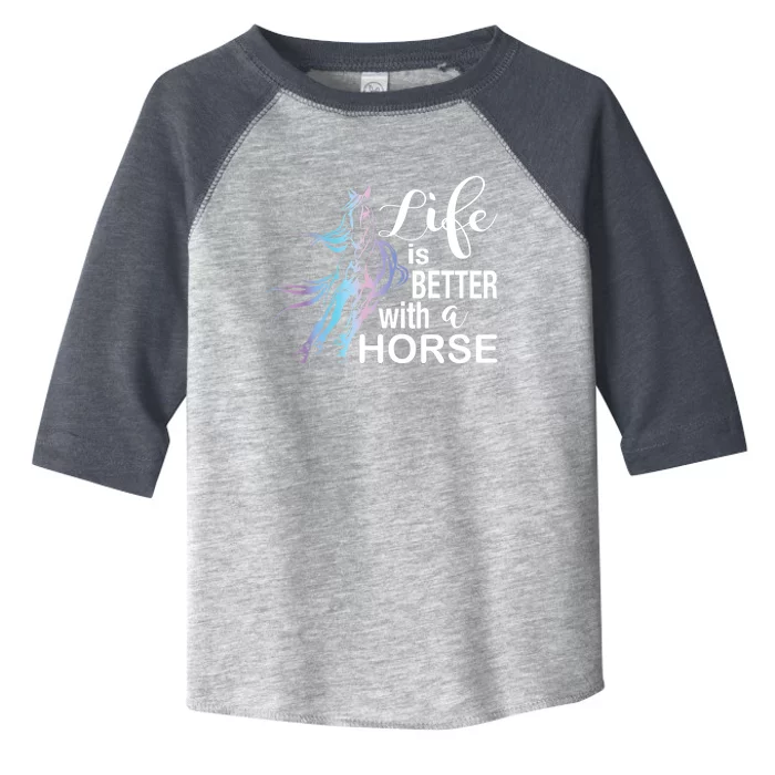 Funny Life Is Better With A Horse Gift Girls & Ladies Horses Gift Toddler Fine Jersey T-Shirt