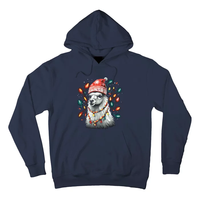 Festive Llama In Christmas Attire Hoodie