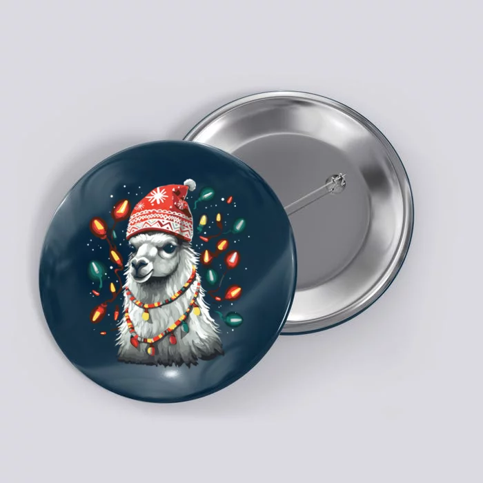 Festive Llama In Christmas Attire Button