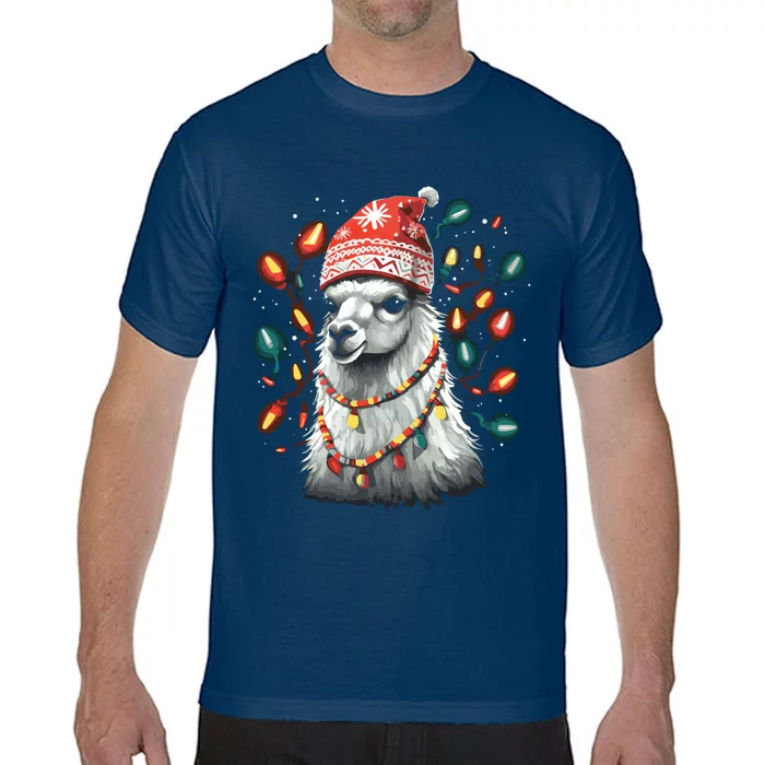 Festive Llama In Christmas Attire Comfort Colors T-Shirt