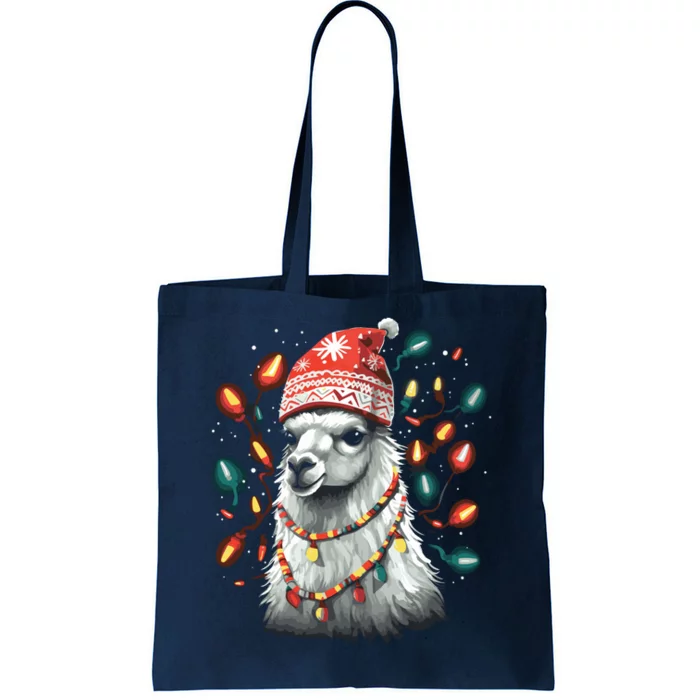 Festive Llama In Christmas Attire Tote Bag