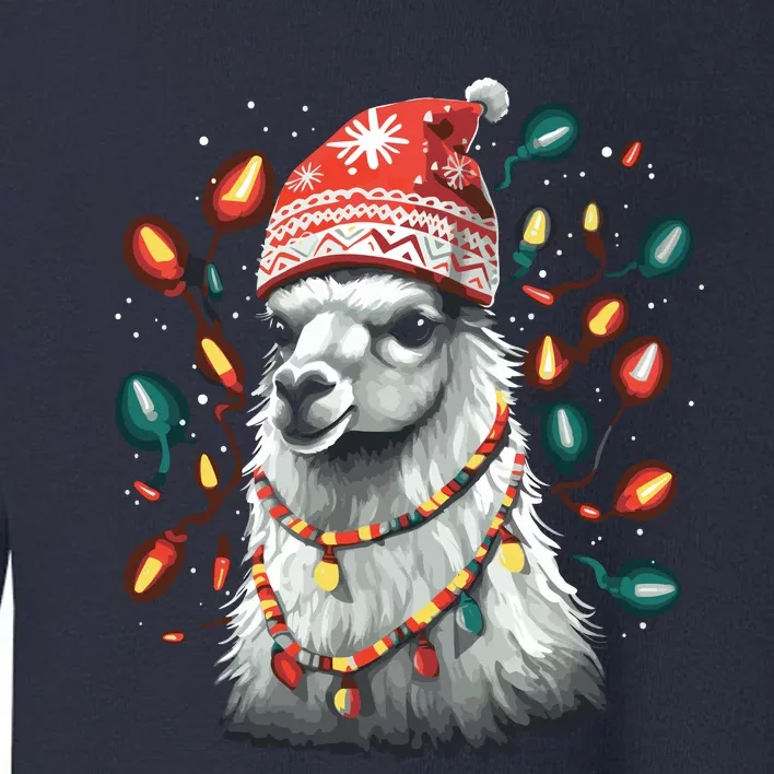 Festive Llama In Christmas Attire Toddler Sweatshirt